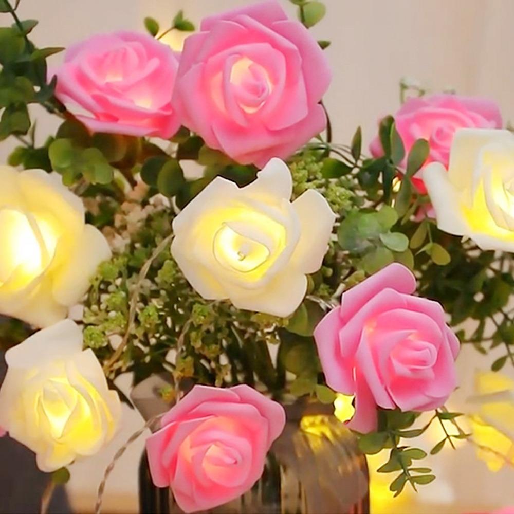 

1.5/3 М Светодиодные гирлянды из роз Теплый белый Имитация цветов Огни Атмосферная лампа Декор для спальни 1.5M-Style 1