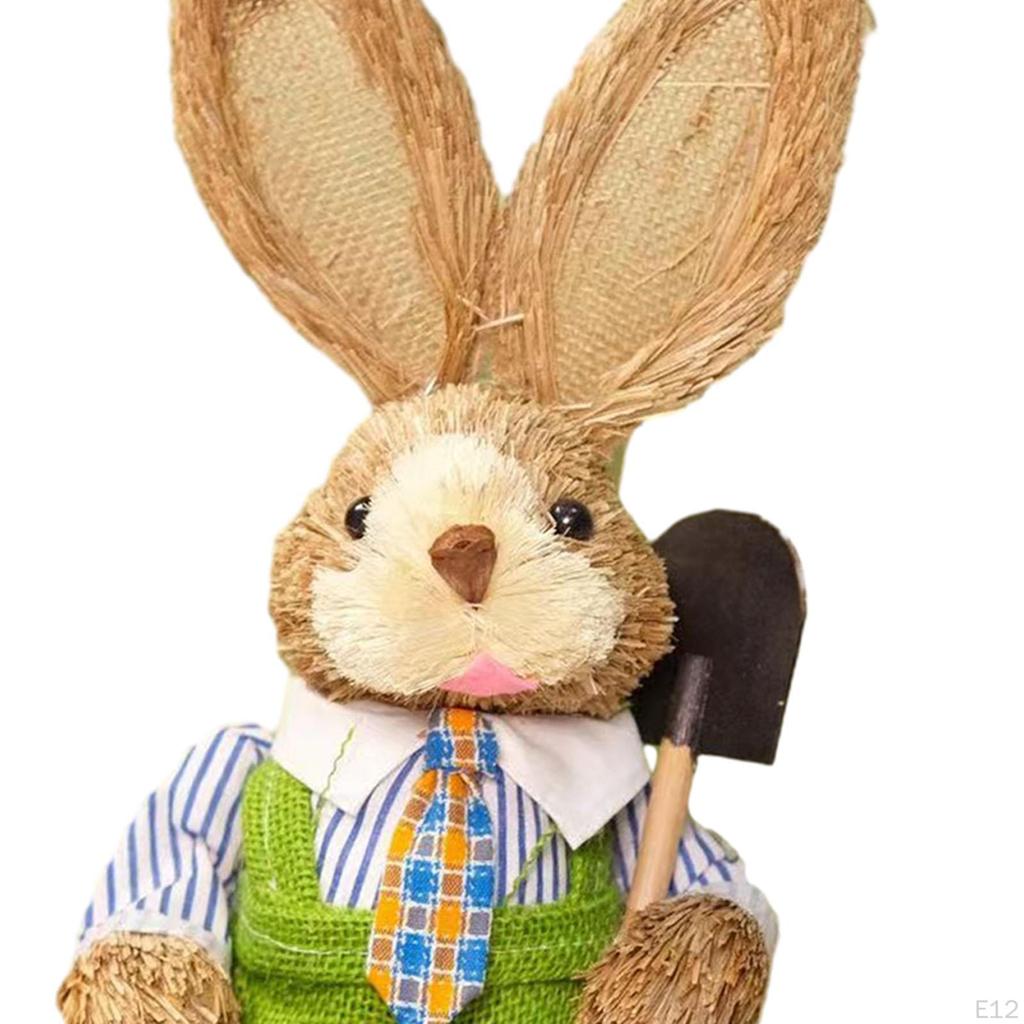 Straw Bunny Figurine DIY Material Pack Cartoon Cute Rabbit Statue for Adults Style A