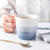 Fog Sea Gradual Change Color Ceramic Cup Design Sense Coffee Cup Simple Large Diameter Drinking Cup Export