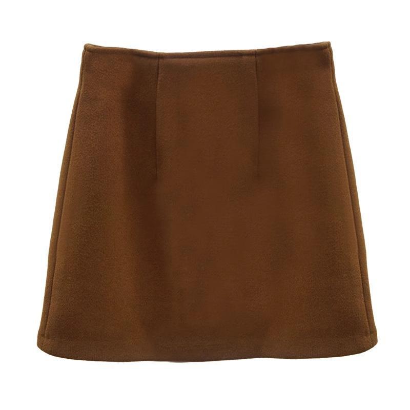 2024 Übergröße A-Linien-Rock aus Wollmischung: Schlanker kurzer Rock im koreanischen Stil für den Herbst