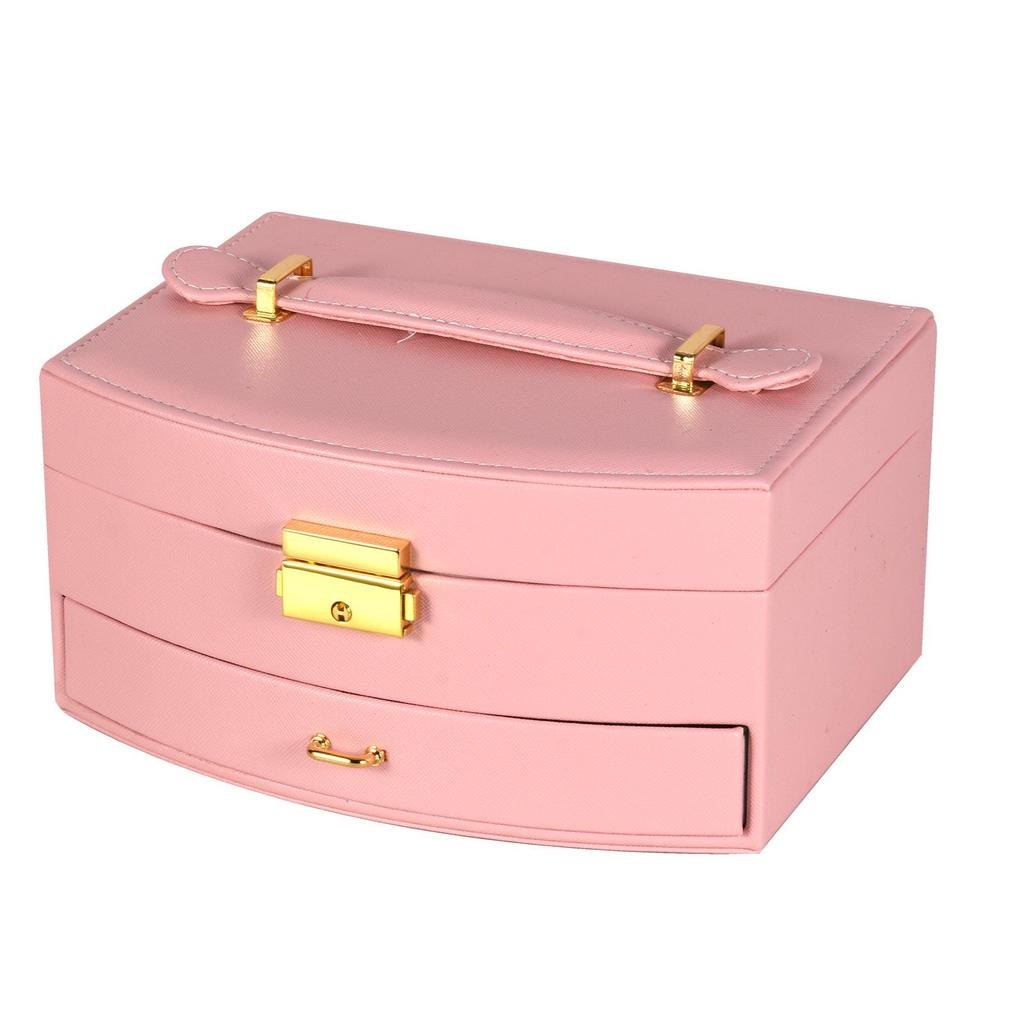 Boîte à bijoux verrouillable multicouche pour boucles d'oreilles – Tiroir de rangement princesse pour enfants