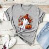 Halloween Cute Ghost T-shirt Halloween Pumpkin Spice Tee Women's Graphic T Shirts Spooky Season T-shirts Trick or Treat Tees