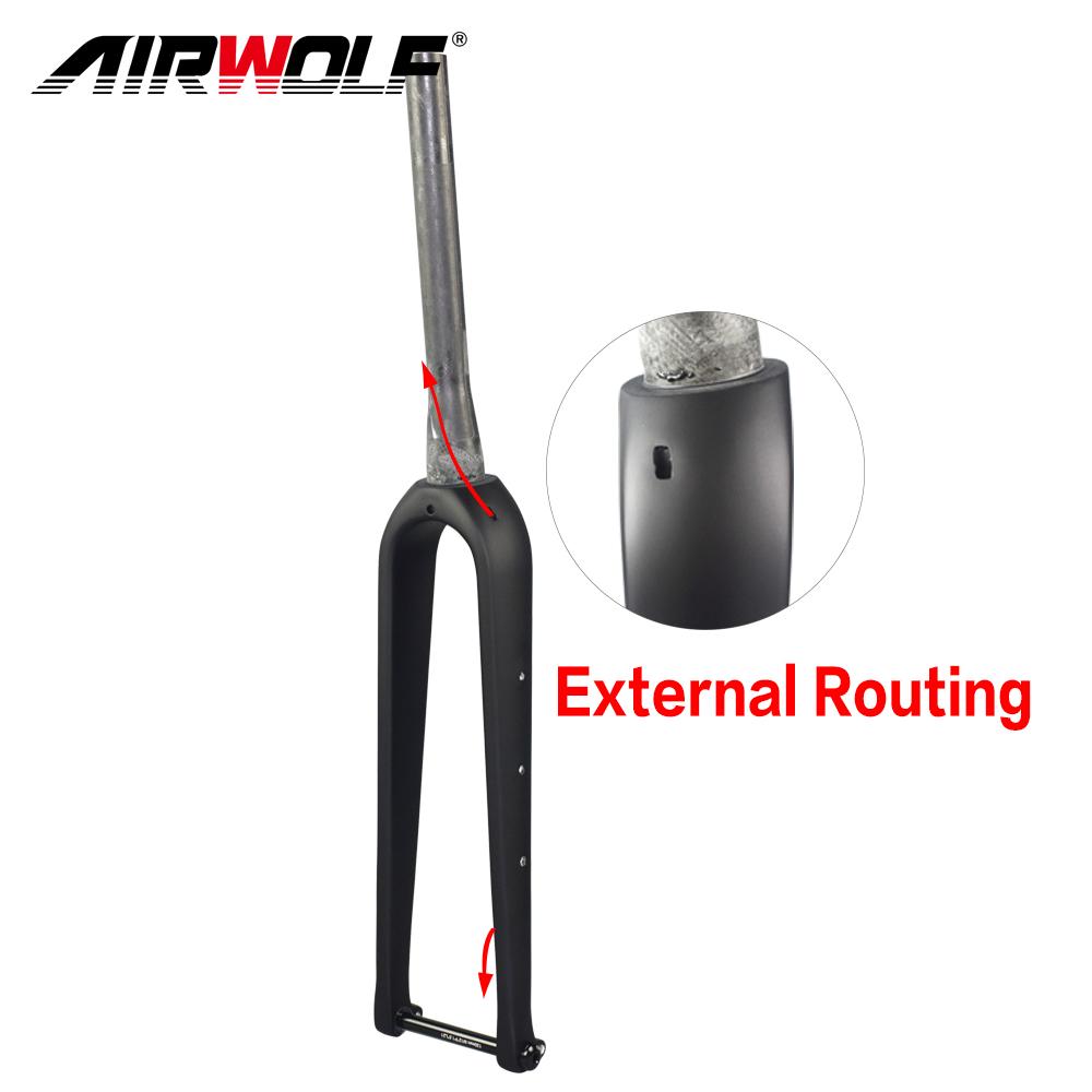 Airwolf Full Carbon Gravel Fork 700*45C Disc Brake Forks Internal Cable Routing External 700C Road Gravel Bike Fork External Routing M