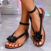 Fashion 2025 Fashion Ladies Shoes Pinch Toe Women's Sandals Summer Daily Floral New Plus Size Light Best Seller Soft Bottom Flat Sandals