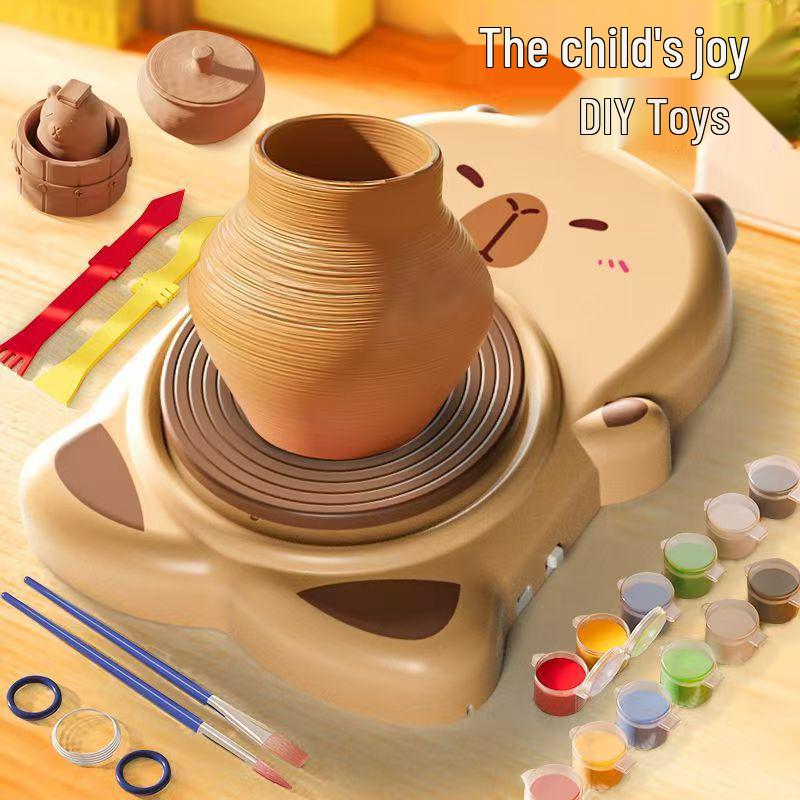 Capybara Ceramic Electric Pottery Wheel for Kids - DIY Soft Clay Craft Toy