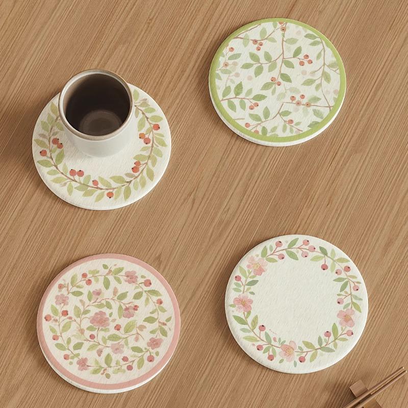 Wabi Sabi Style Japanese Hard Diatom Mud Coasters Absorbent Heat Resistant Pads for Coffee Tea Table Mat