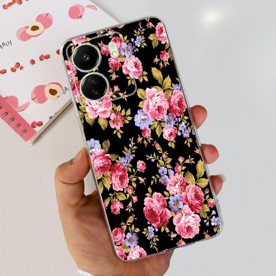 For Xiaomi Poco C65 Case Cute Cat Butterfly Cover Soft TPU Phone Case For Xiaomi Redmi 13C Redmi13C PocoC65 Fundas 6.74'' Bumper