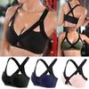 Comfortable Women Sports Bra With Front Cross Design And Solid Color For Yoga