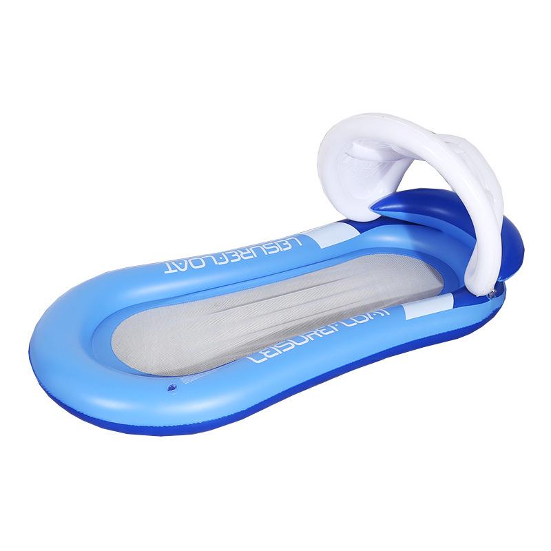 Inflatable Pool Float Hammock PVC Pool Floating Row with Removable Sunshade Canopy Water Lounge Bed with Ergonomic Comfortable Net Seat