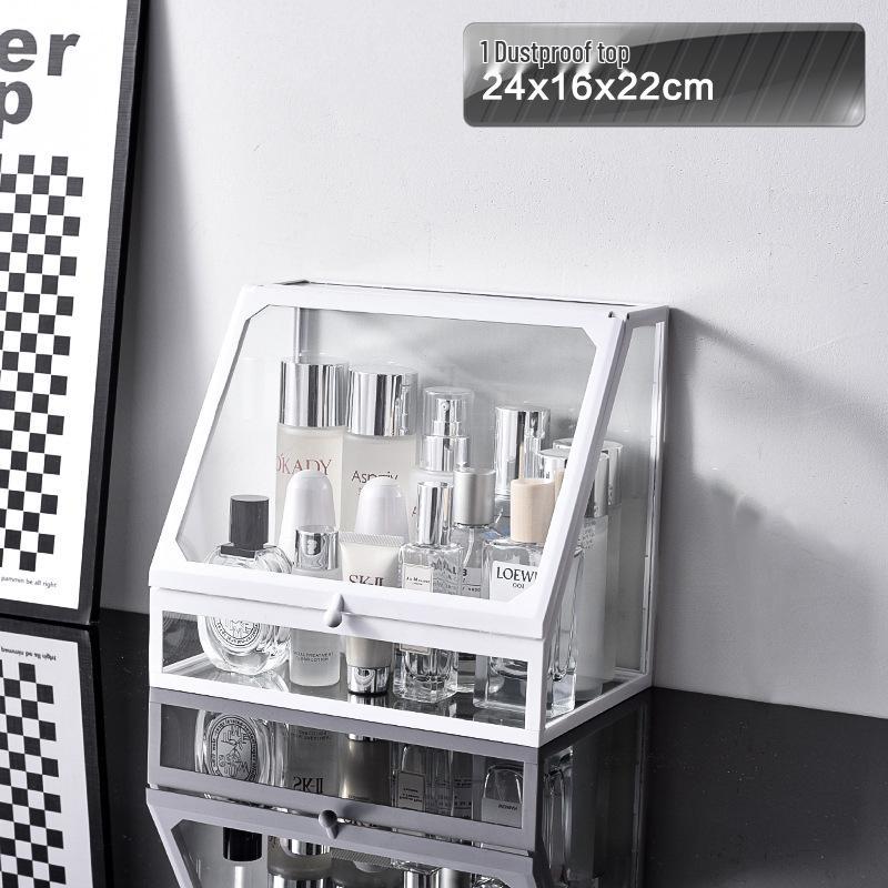 Luxury Glass Cosmetic Organizer - Dustproof Storage for Skincare, Lipsticks, and Masks