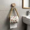 No-Drill Wooden Adhesive Hooks with Jute Rope and Towel Holder for Bathroom
