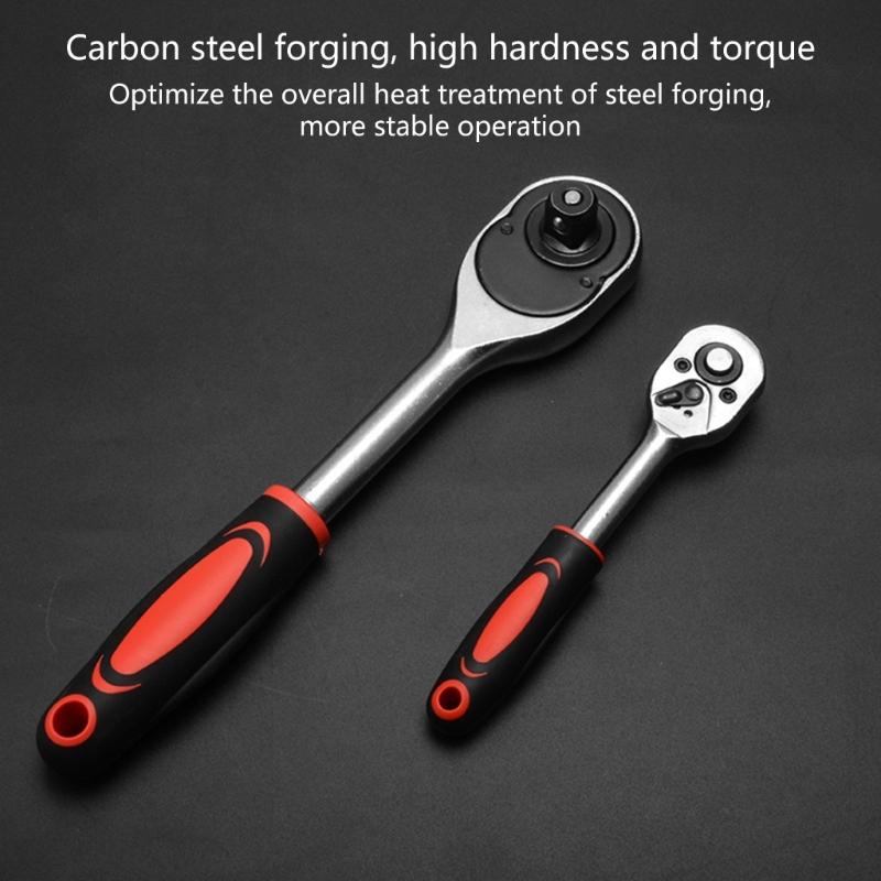 Clichet cu antrenare de 1/4 inch, 24 de dinți, cu eliberare rapidă, mâner pentru cheie tubulară, oțel cu conținut ridicat de carbon, instrument de garaj pentru reparații auto