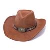 Minority Style Western Cowboy Hat Men's and Women's Roll Top Hat Retro Cow Head Leather Jazz Hat