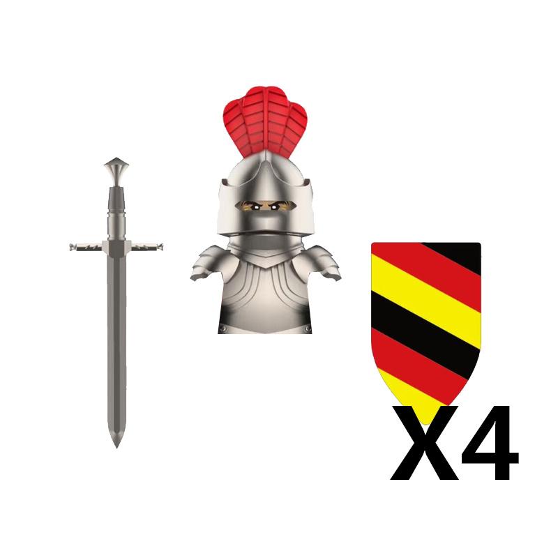 Medieval Castle Soldier Action Figures Building Block Dragon Anime Knight Accessory Warhorse Militia Helmet Shield Toy Gift S015