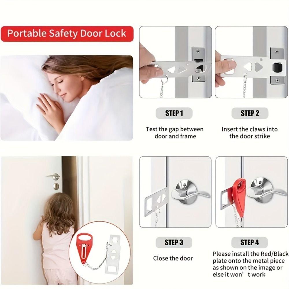 Battery-Free Portable Door Lock Double Hole Security Door Lock Universal Lock Hotel Security