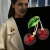 1pc Cherry Fashion Women's Brooch Accessory, Daily Outfit Pin with Anti-Slip Design