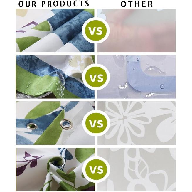 Striped Shower Curtain Navy Blue and Gray, Blue and White Striped Shower Curtain with Hooks for Bathroom Waterproof Bath Curtains for Home Hotel, 72"