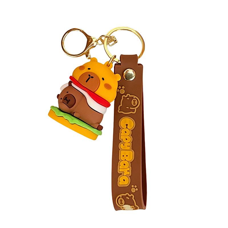 Cute Capybara Keychain Cartoon Animal Doll Keyring Lovely Bag Pendant Backpack Hanging Decoration Couple Gifts