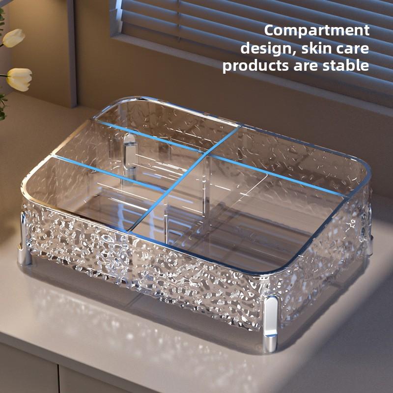 Desktop Makeup Organizer with Legs Clear Lipstick Split Vanity Storage PET Organizer Makeup Organizer for Cosmetics Box Shelf