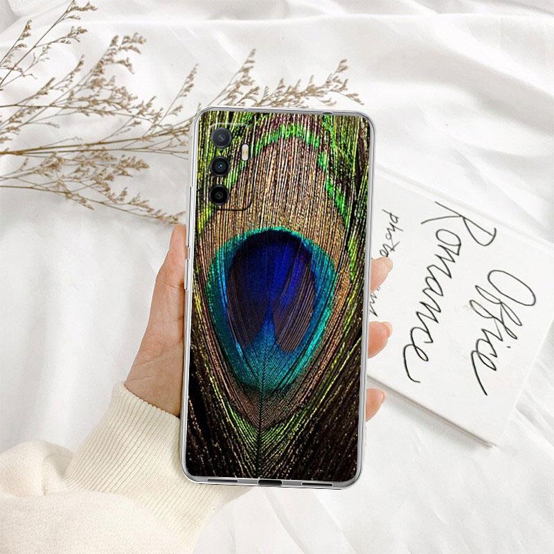 IK53 Peacock feather Transparent Phone Case for Samsung Galaxy A04 A04S A14 A23 A34 A54 M23 M33 M52 M53