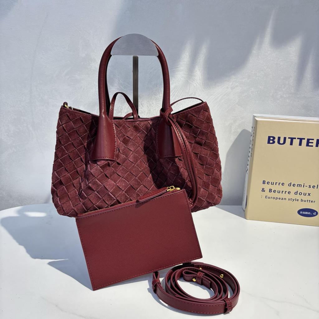 Herfst Retro Suède Geweven Tote: Veelzijdige Crossbody & Schoudertas