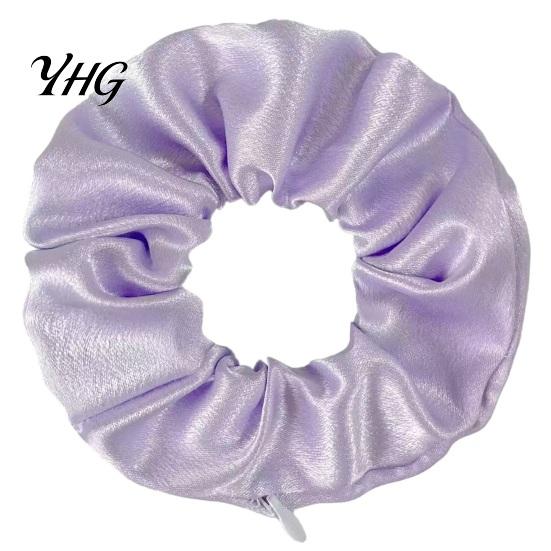 Convenient Hair Scrunchies for Gym Pocket Ties with Hidden Zipper Women, Elastic Tie Storage Headphones Small Items Keys And Coins, Satin Accessories