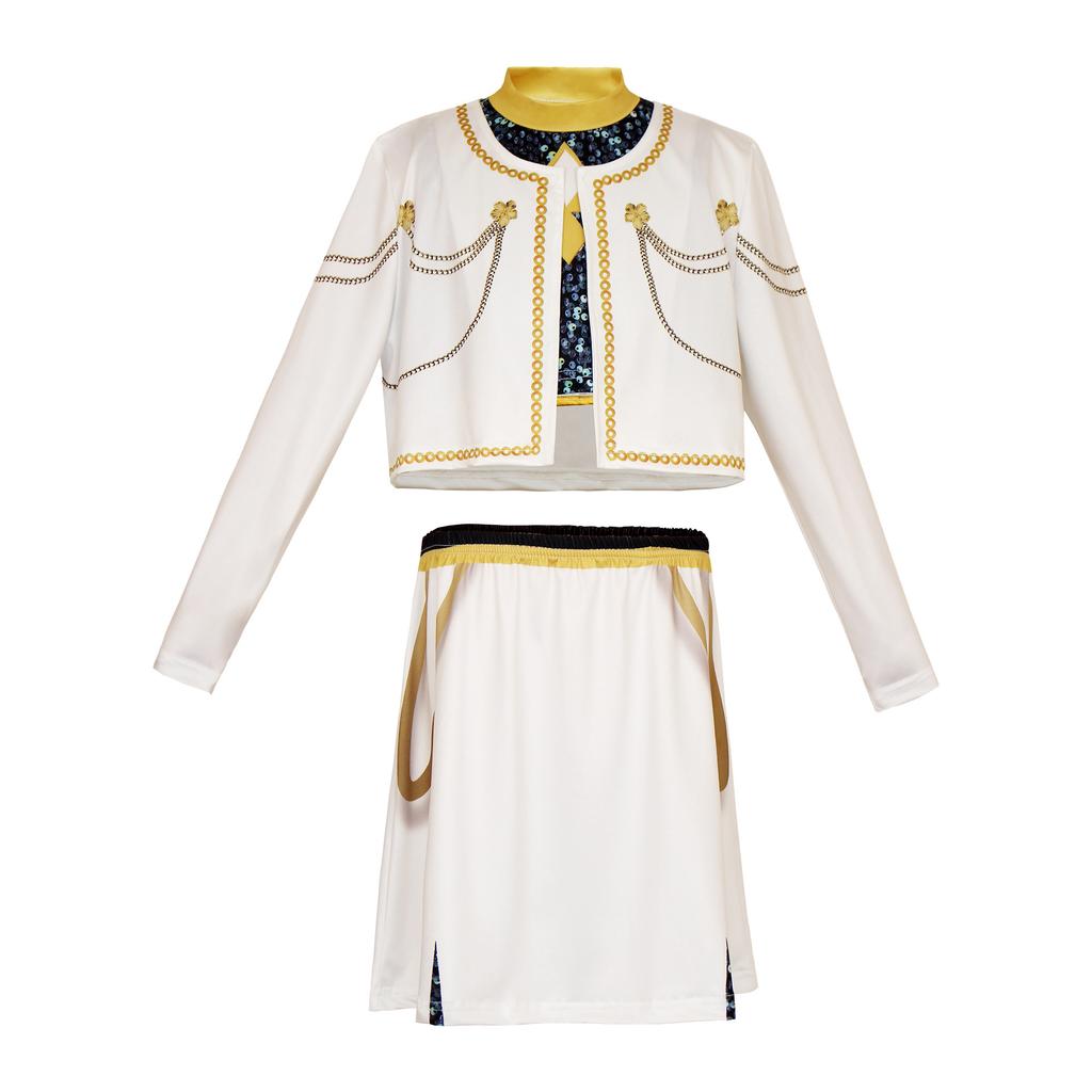 Girls POP Singer Hunters Stage Performance Printing Outfit Halloween Cosplay Costume for Carnival Party Pretend Game Role Playing Dress Up Suit