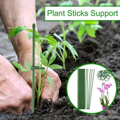 20Pcs 45cm Plant Stakes Green Bamboo Reusable Plant Support Stake for Potted Plants and Indoor Plants Gardening Tools