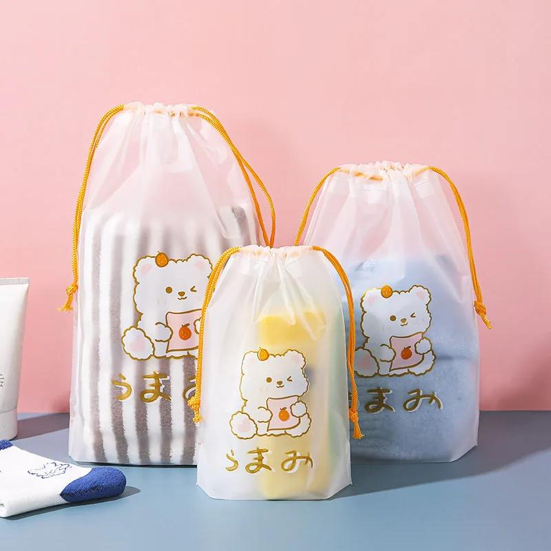1pc Portable Shoe Storage Drawstring Eco Storage Bag for Sundries Travel Makeup Bag Waterproof Transparent Plastic Storage Bag