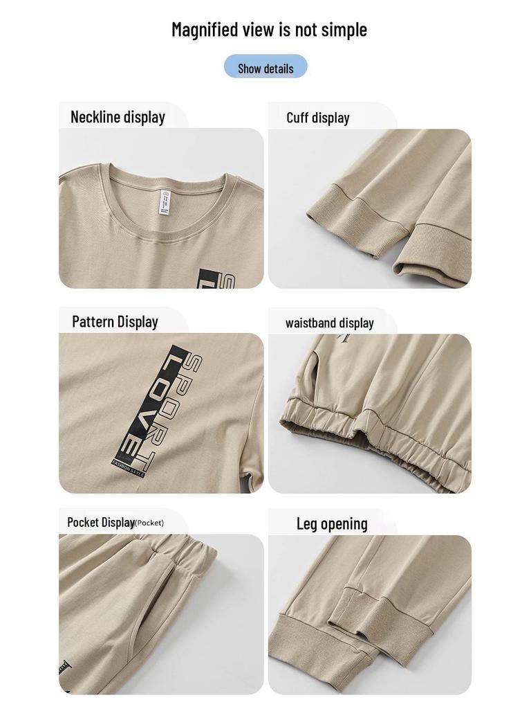 Męski bawełniany komplet casualowy na wiosnę/jesień z długim rękawem do domu