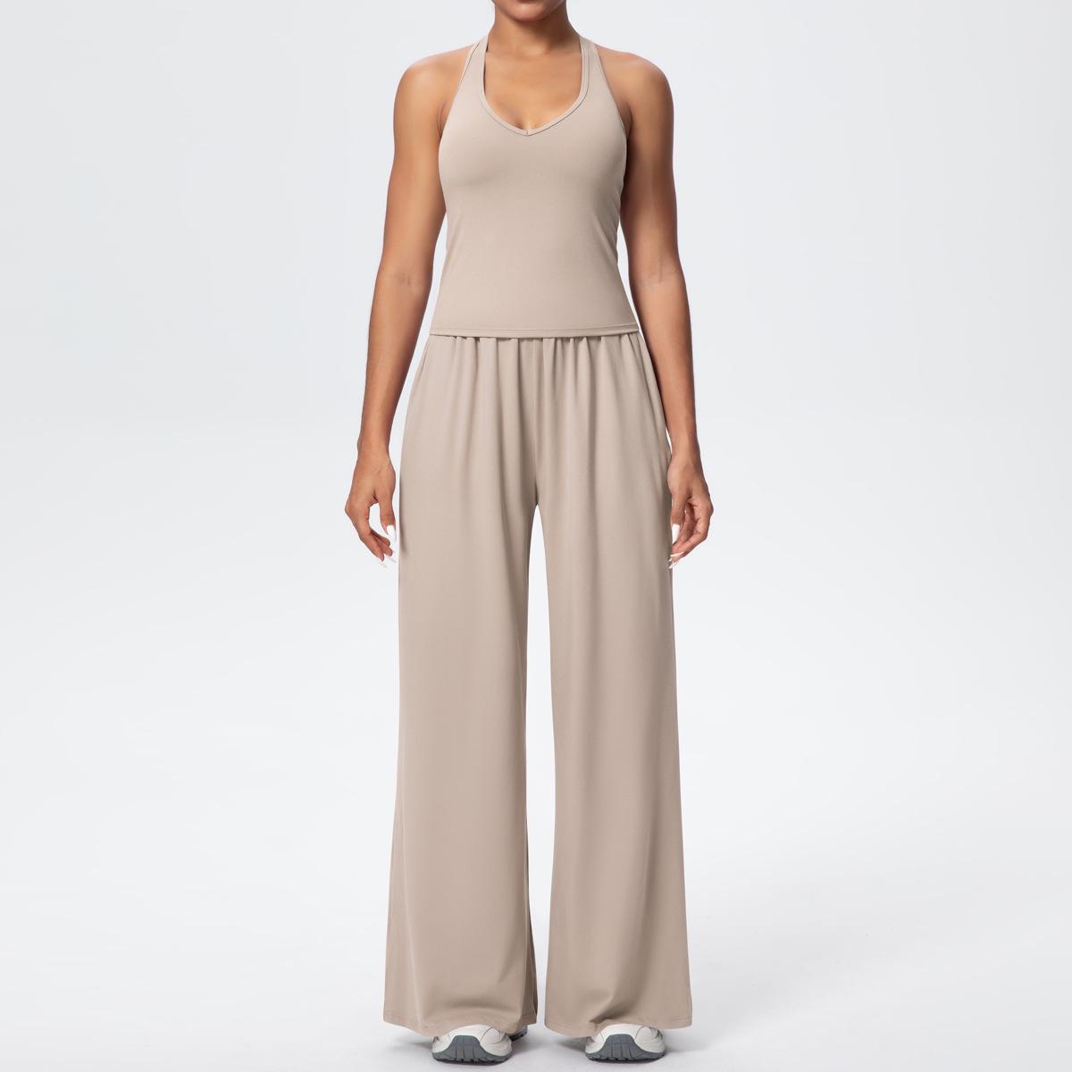 

European-American Yoga Wear: Quick-Dry, Breathable, Beautiful Back Sportswear Set for Outdoor Running and Fitness. Small