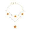 SHIXIN Trendy Boho Colorful OilDrip Small Flower Pendant Necklace Women Exquisite Crystal Imitation Pearl Chain Necklace Jewelry