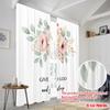 2pcs 2D Flat Printing Party Curtain Floral Art Give God Sleep Fabric Without Electricity All Season Party & Holiday Decor for