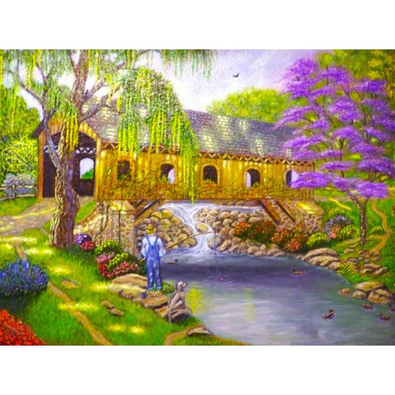 New 5D DIY Diamond Painting Scenic Lodge Diamond Embroidery Scenery Cross Stitch Full Round Drill Crafts Home Decor Gift