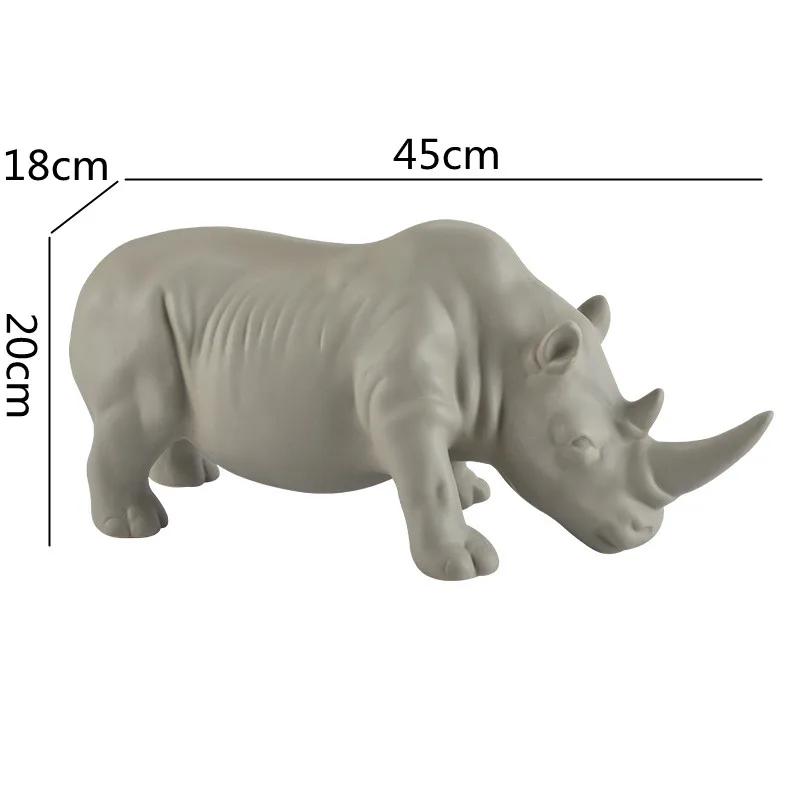 Ceramic Crafts Simulation Animal Sculpture Rhino White Rhino Ceramic Ornaments Animal Figures Home Decoration Accessories