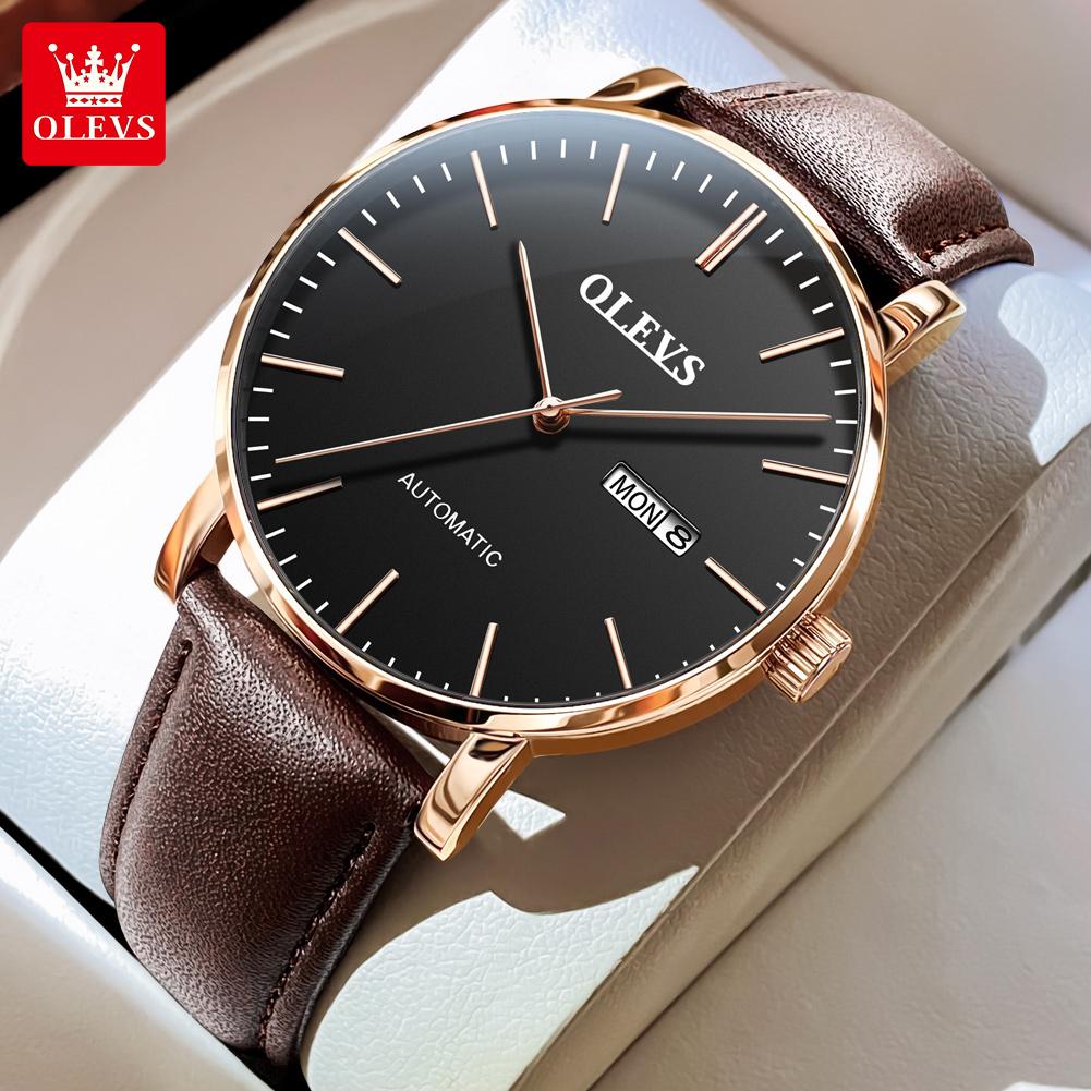 OLEVS Men's Watches Simple Casual Original Automatic Mechanical Wristwatch for Man Self-winding Movement Waterproof Luminous New