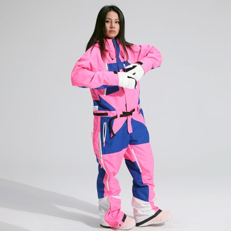 Women's Ski Suit One Piece Snowsuits Jumpsuits Winter Waterproof Insulated Snowboard Suits for Women Windproof Outdoor Sports Winter Warm Skiing Suits