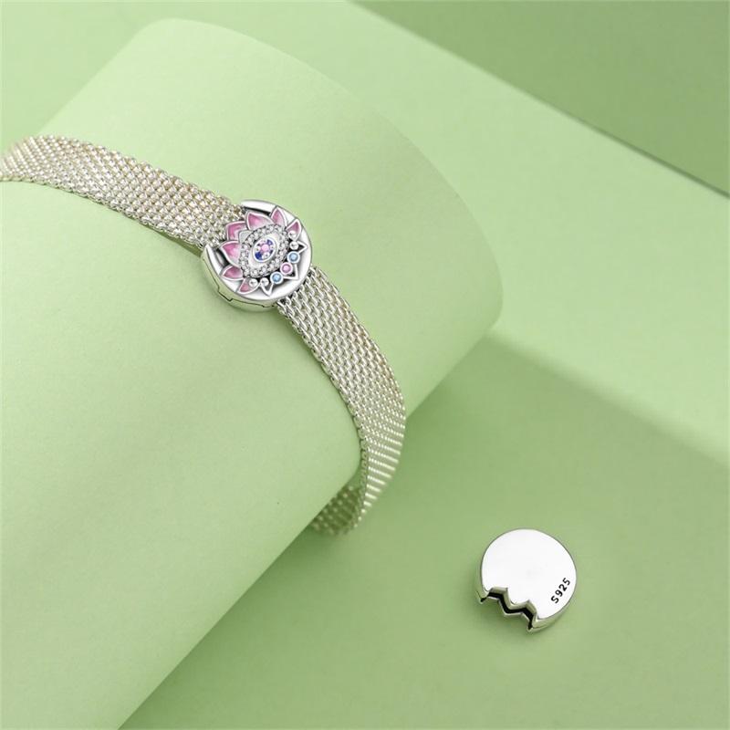New 925 Silver Lucky Four Leaf Clover Donut Lotus Charms Flat Beads Fit 3mm 925 Bracelets DIY Friendship Jewelry