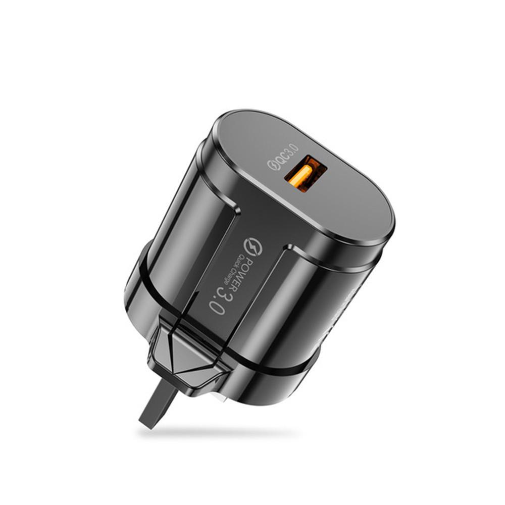 18W QC3.0 Fast Charging Single Port Travel Phone Charger Plug