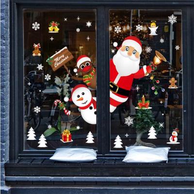 Vianočné nálepky do výkladnej vitríny Odnímateľná nálepka na dekoráciu domu Santa Clause Snowman