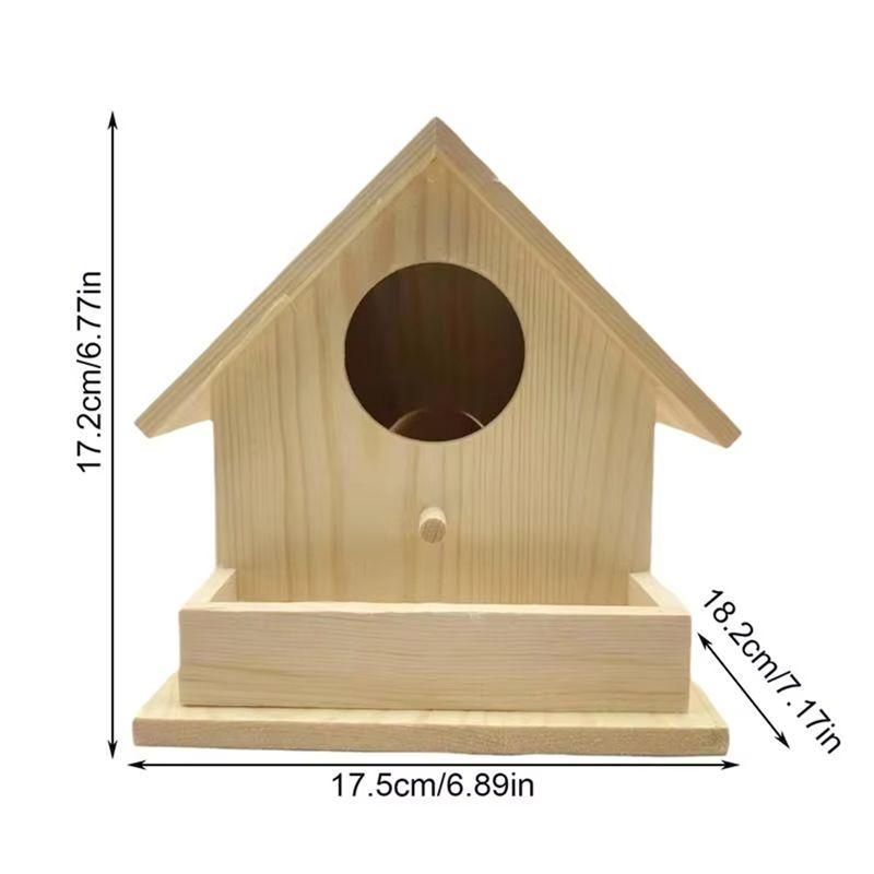 M-Modern-Bird Houses For Outside Hangable Wooden Bird Feeder Box With Pole Pet Cottage For Hummingbirds Cardinal Birds Outdoor