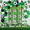 Futbol Partisi Folyo Püsküllü Perde Dekorasyonu 3,28 x 6,56 Ft Yeşil Beyaz Sim Saçaklı Arka Plan Banner Fotoğraf Kabini Aksesuarları Spor Temalı Parti İçin