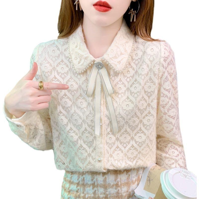 

Оставайтесь в тренде с этой стильной кружевной блузкой — идеально для изысканного образа M абрикосовый