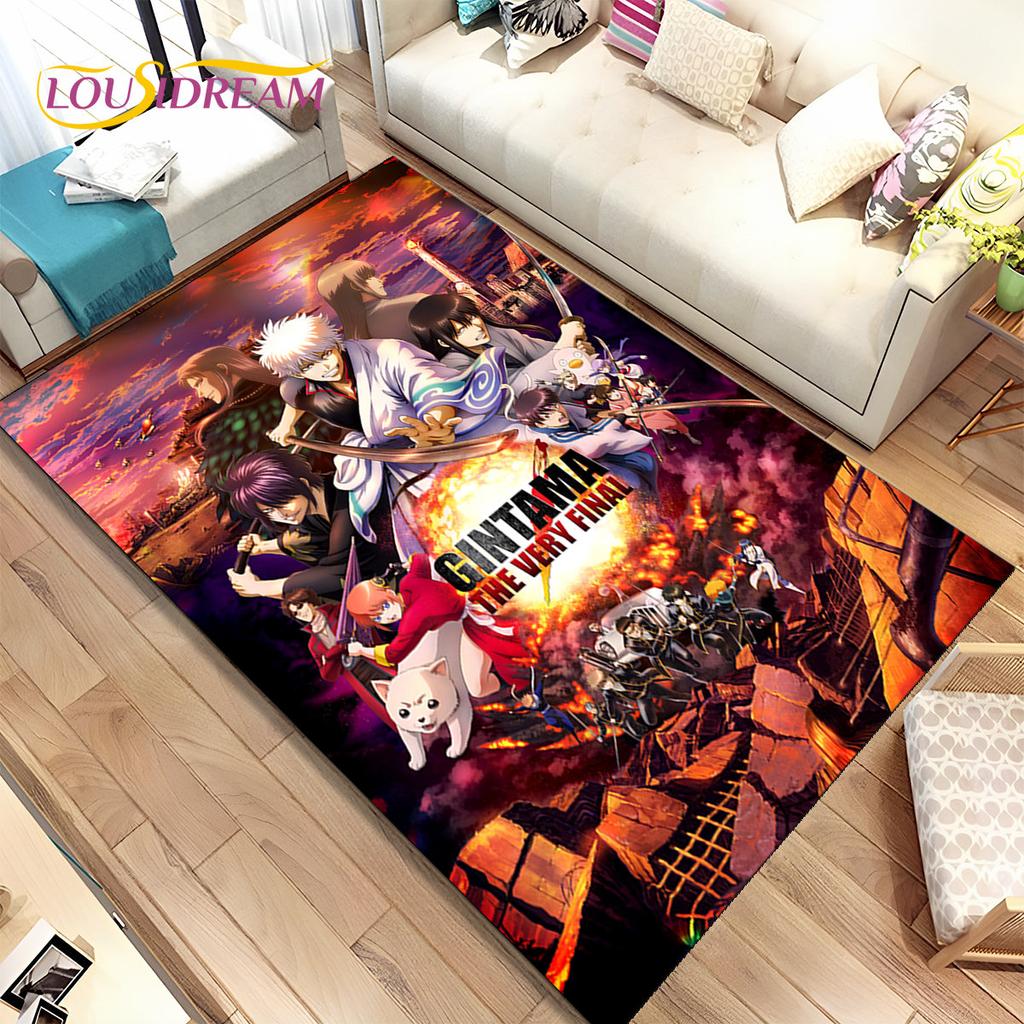 3D Gintoki Kagura Gintama Anime Area Rug,Carpet Rug for Living Room Bedroom Sofa Doormat Decoration, Kid Play Non-slip Floor Mat