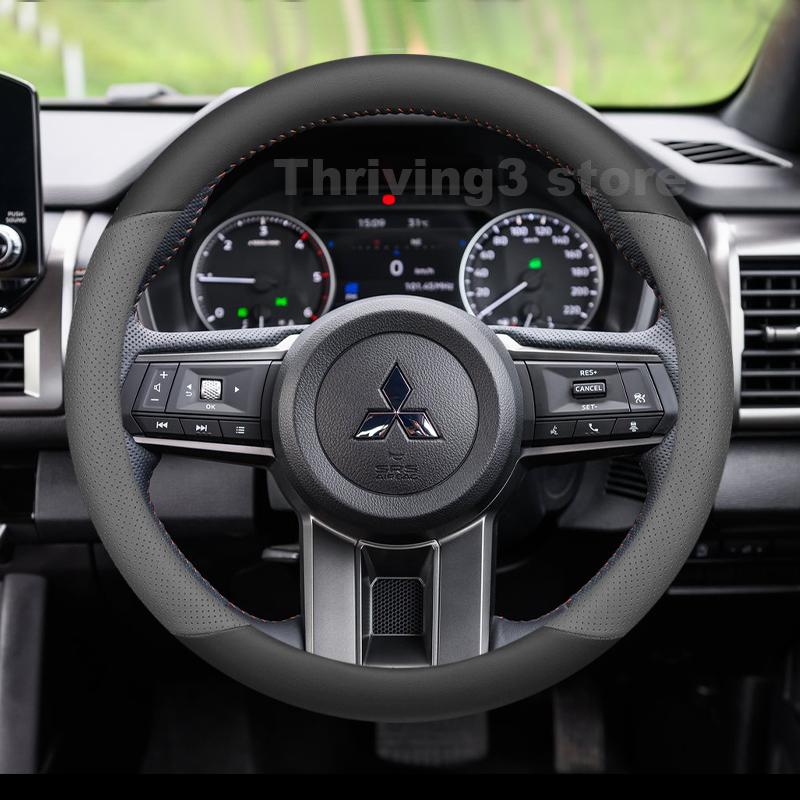 Leather Car Steering Wheel Cover For Mitsubishi Triton GLS GSR L200 2015-2025 Non-slip Auto Interior Mitsubishi L200 Accessories
