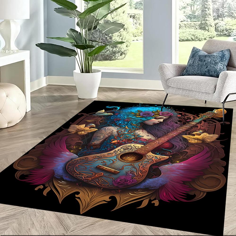 Fantasy Guitar Artwork Floor Mats for Living Room, Bedroom and Room Decoration Are Suitable for Gifts.