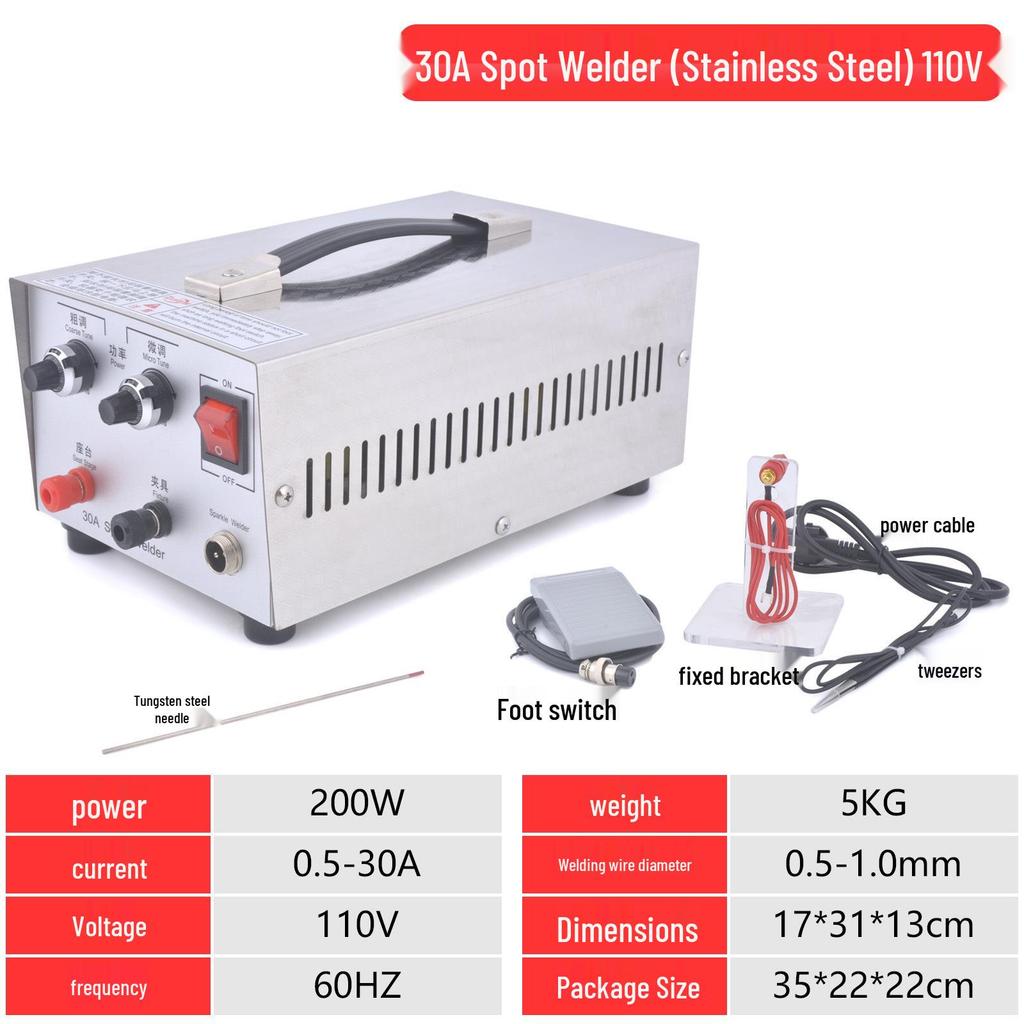 30A Portable Handheld Jewelry Spot Welder for Small Rings and Manual Pulse Welding