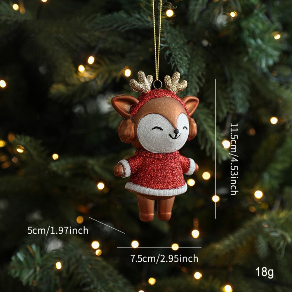 Plastic Fox Bear Pendant Colorful Christmas Resin Pendant Christmas Tree Decoration Xmas