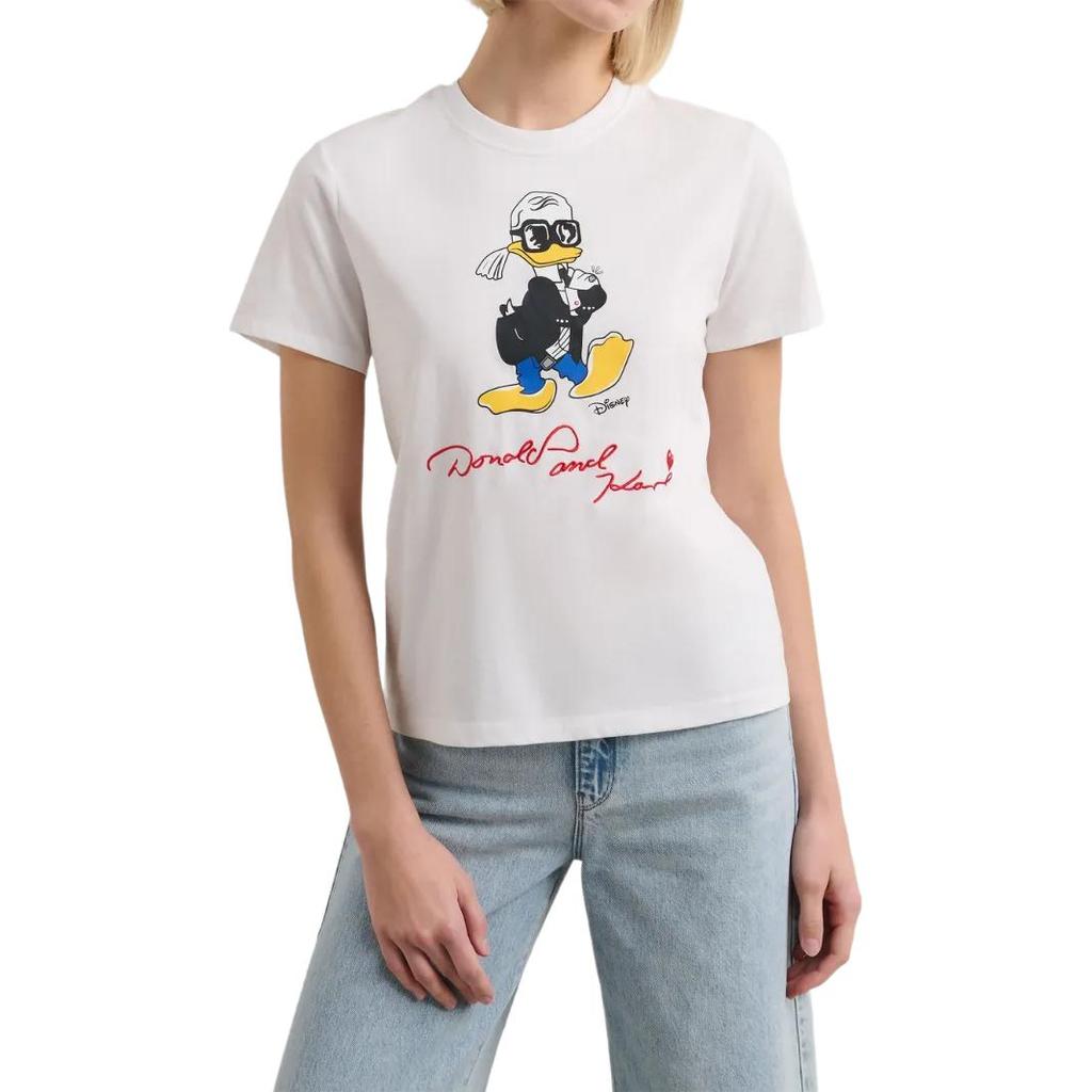 Karl Lagerfeld × Disney Elegant Date Party Light Luxury Graphic Printed T-Shirt Women tops White A3W17090100
