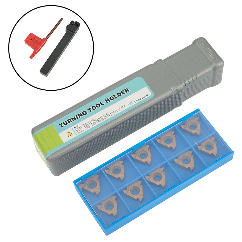 Long Lasting 16ER AG61 Threading Insert Set with SER1111H16 Tool Holder for Large Scale Cutting and Processing